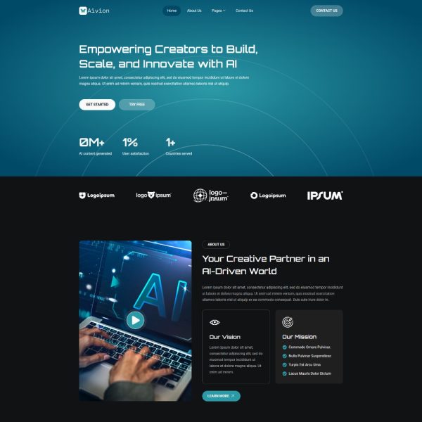 Aivion - Artificial Intelligence Website Elementor Template