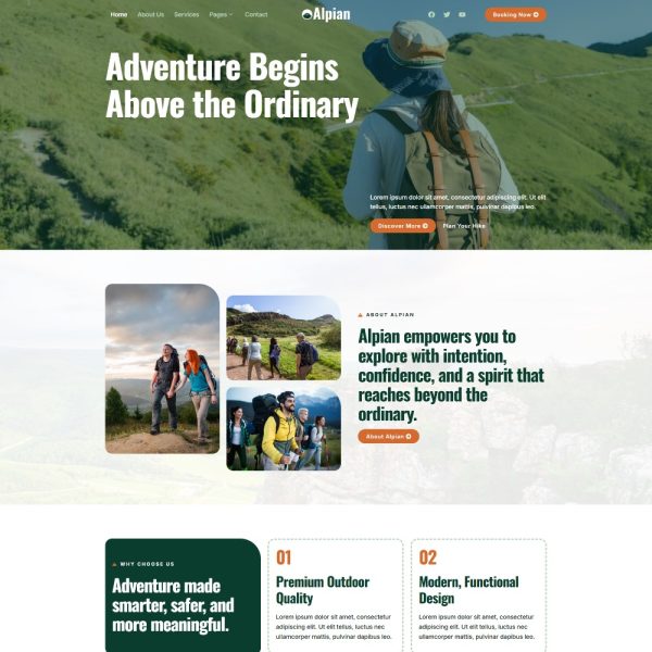 Alpian - Hiking & Adventure Elementor Template