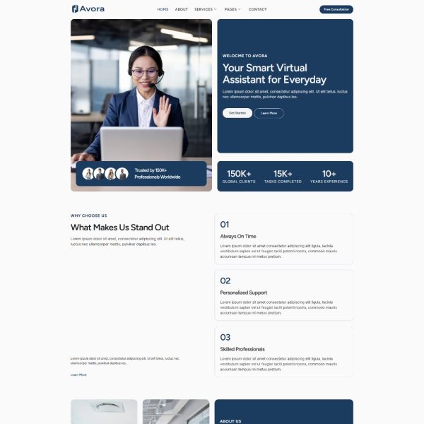 Avora - Virtual Assistant Elementor Template