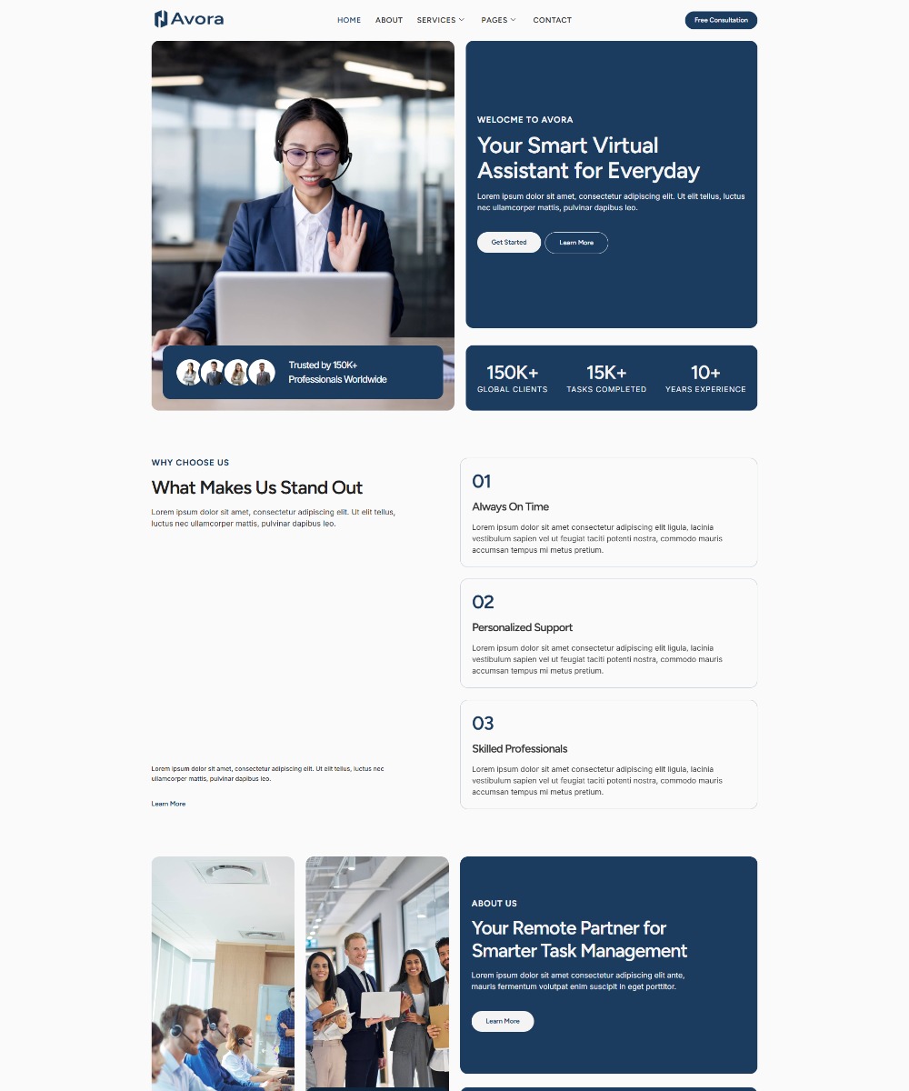 Avora - Virtual Assistant Elementor Template
