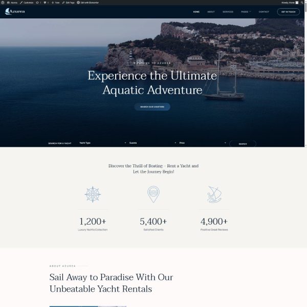 Azurea - Yacht Club & Boat Rental Elementor Template