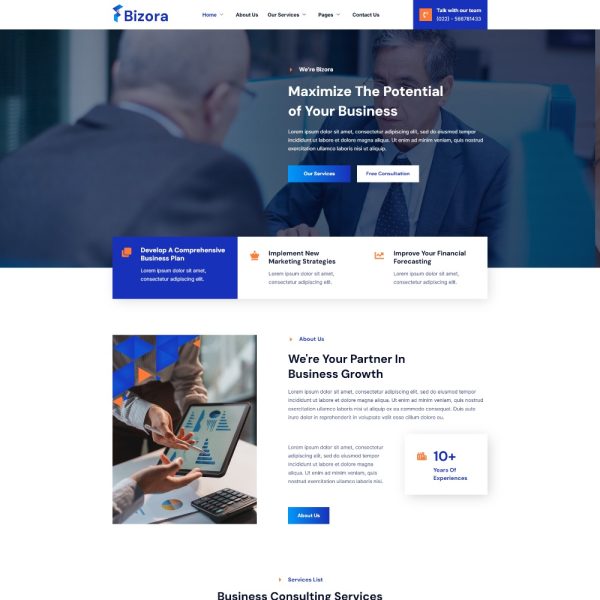 Bizora - Business Consulting Elementor Template
