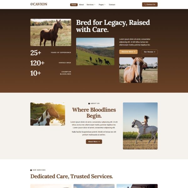 Cavion - Horse Breeding Business Elementor Template