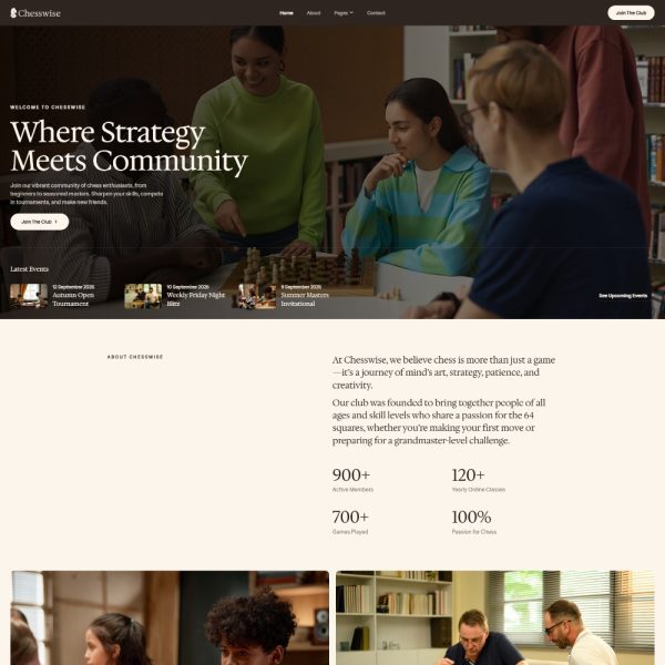 Chesswise - Chess Club Courses & Training Elementor Template