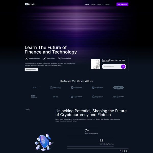 Cryptiq - Crypto Learning and Community Elementor Template