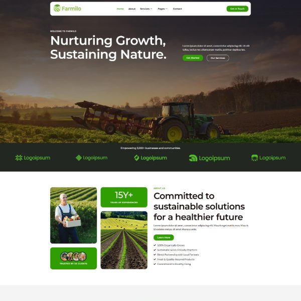 Farmilo - Agriculture & Organic Farming Elementor Template