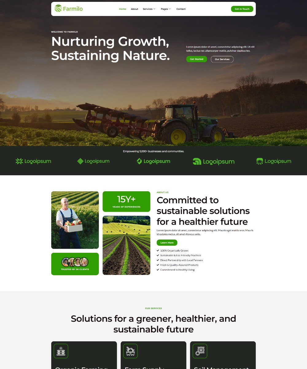 Farmilo - Agriculture & Organic Farming Elementor Template