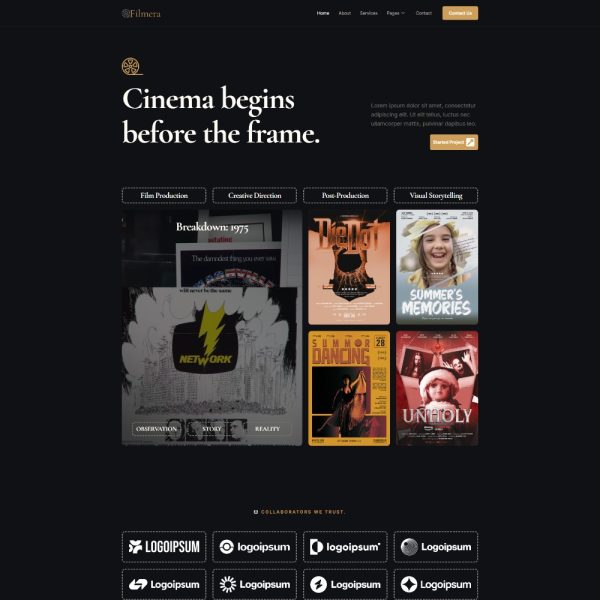 Filmera - Film, Movie & Video Production Elementor Template