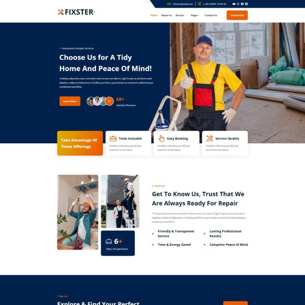 Fixster - Handyman & Repair Services Elementor Template