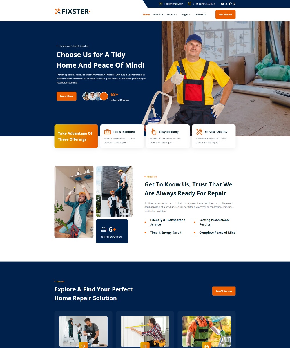 Fixster - Handyman & Repair Services Elementor Template