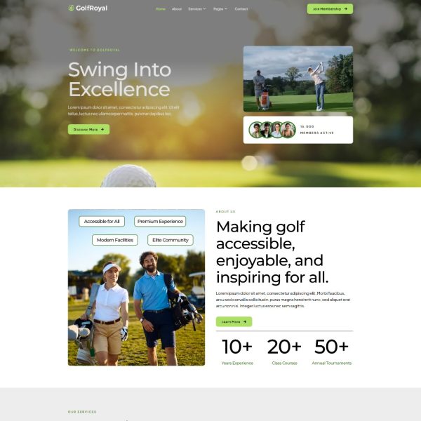 GolfRoyal - Golf Club & Course Elementor Template