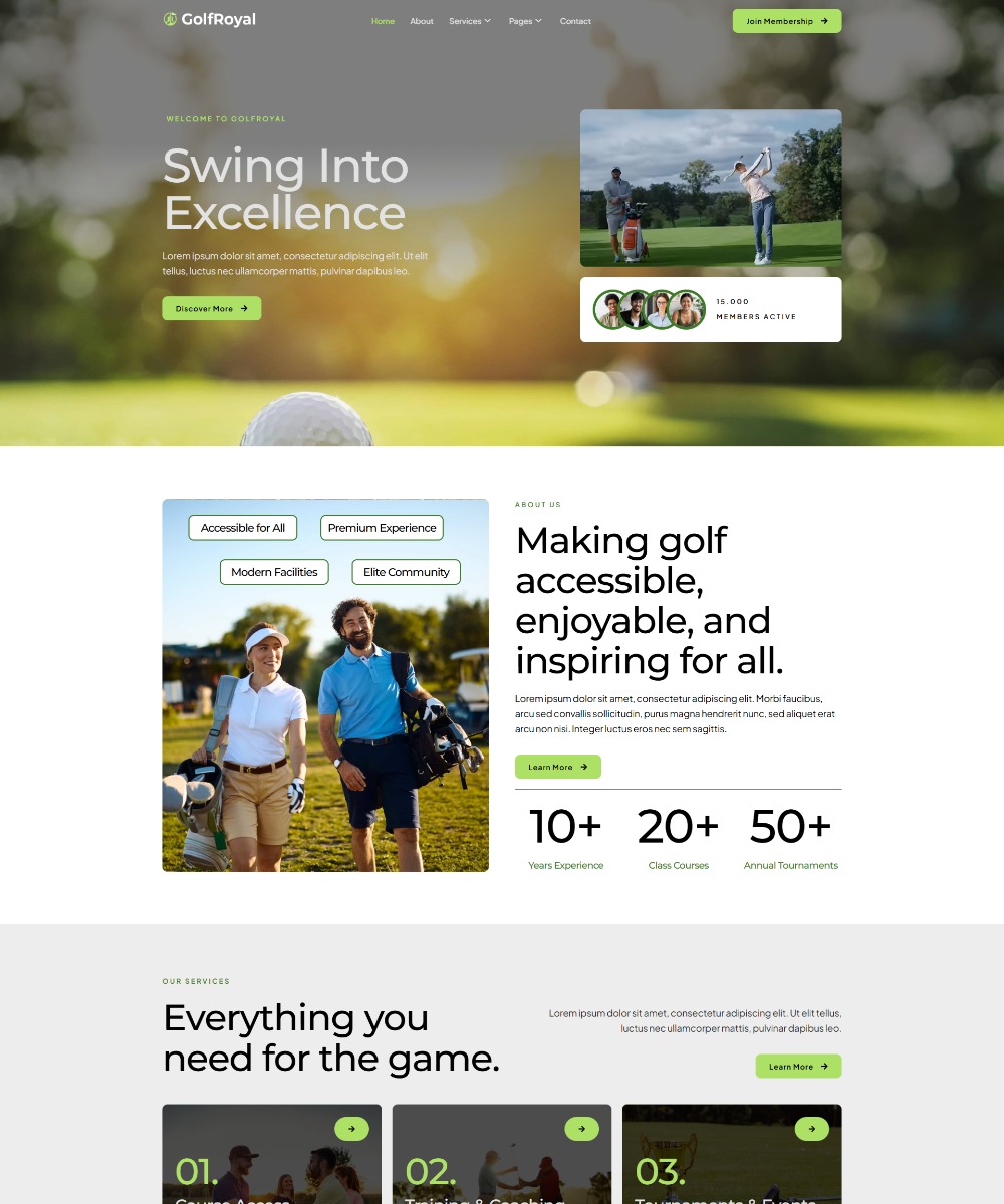 GolfRoyal - Golf Club & Course Elementor Template
