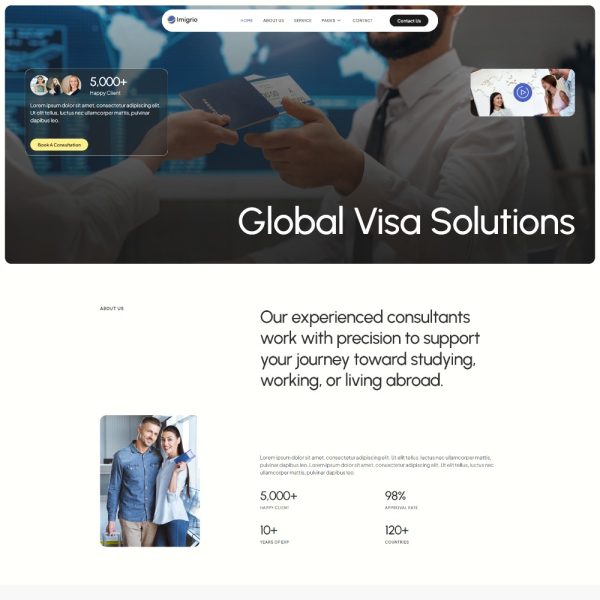 Imigrio - Immigration &  Visa Consulting Elementor Template