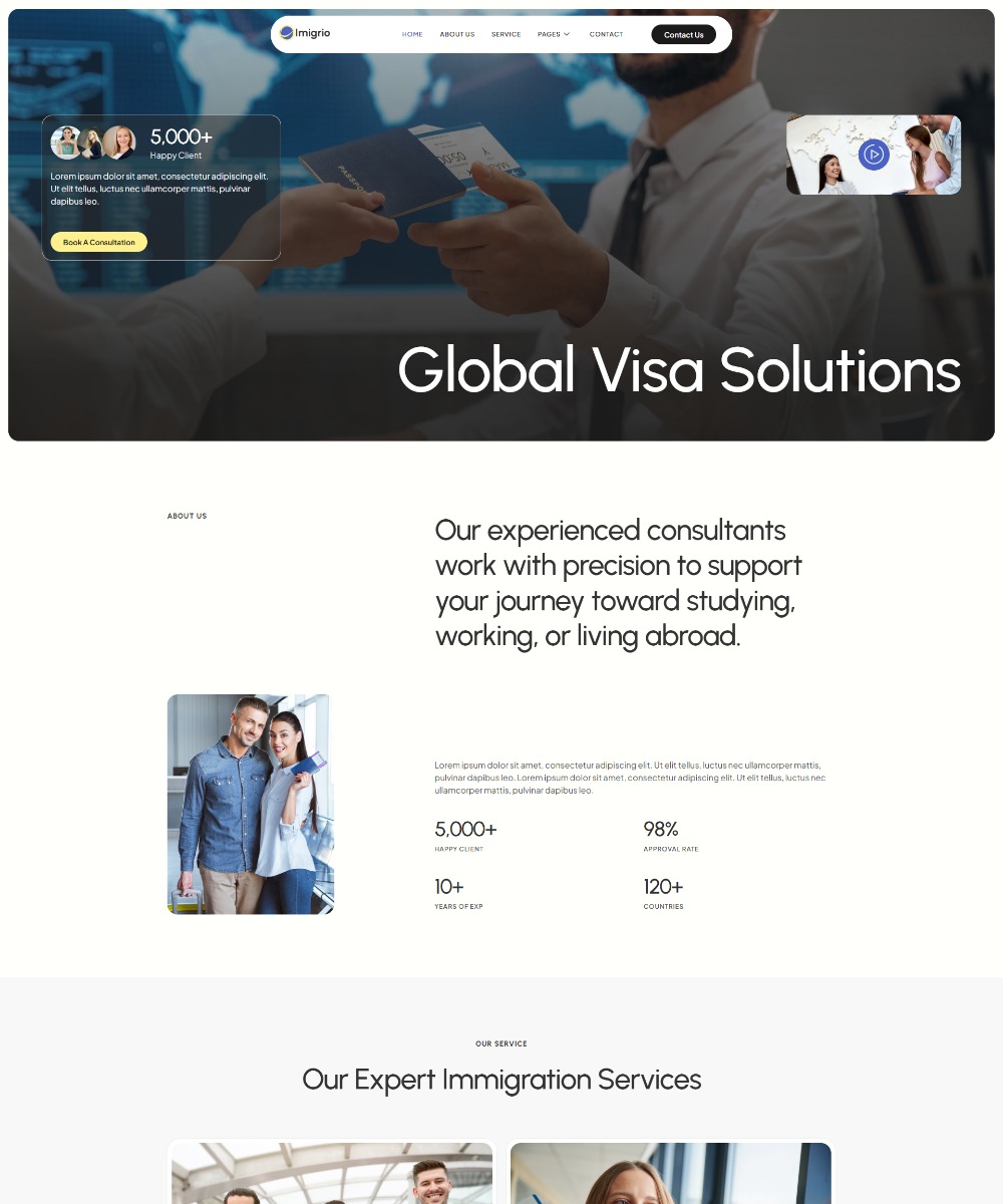 Imigrio - Immigration & Visa Consulting Elementor Template