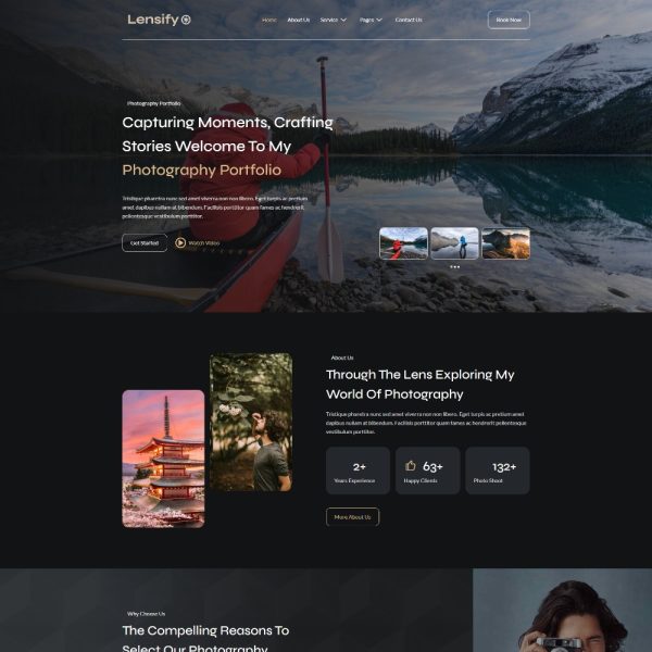 Lensify - Photography Portfolio Elementor Template