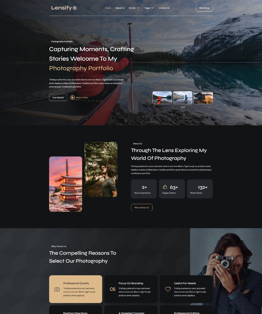 Lensify - Photography Portfolio Elementor Template