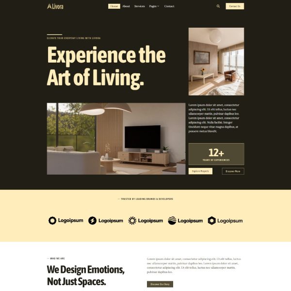Livora - Interior Design & Architecture Elementor Template