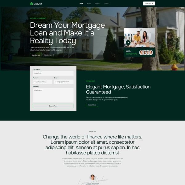 LoanCraft - Home Loan and Mortgage Elementor Template