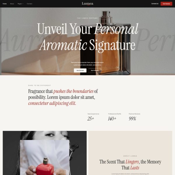 Lumea - Perfume and Fragrance Elementor Template