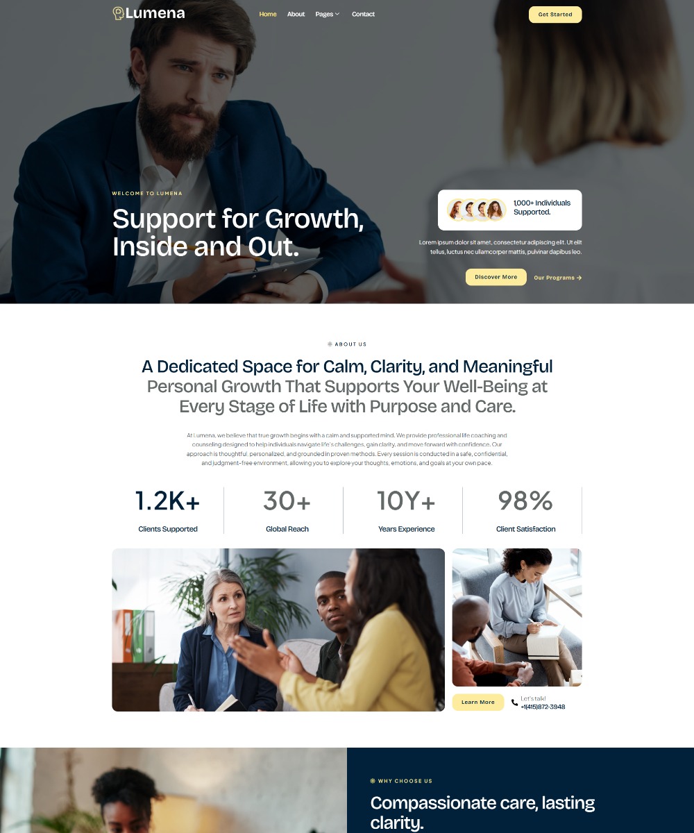Lumena - Life Coach & Counseling Elementor Template