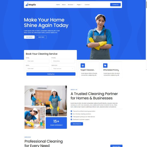 Moplix - Cleaning Services Elementor Template