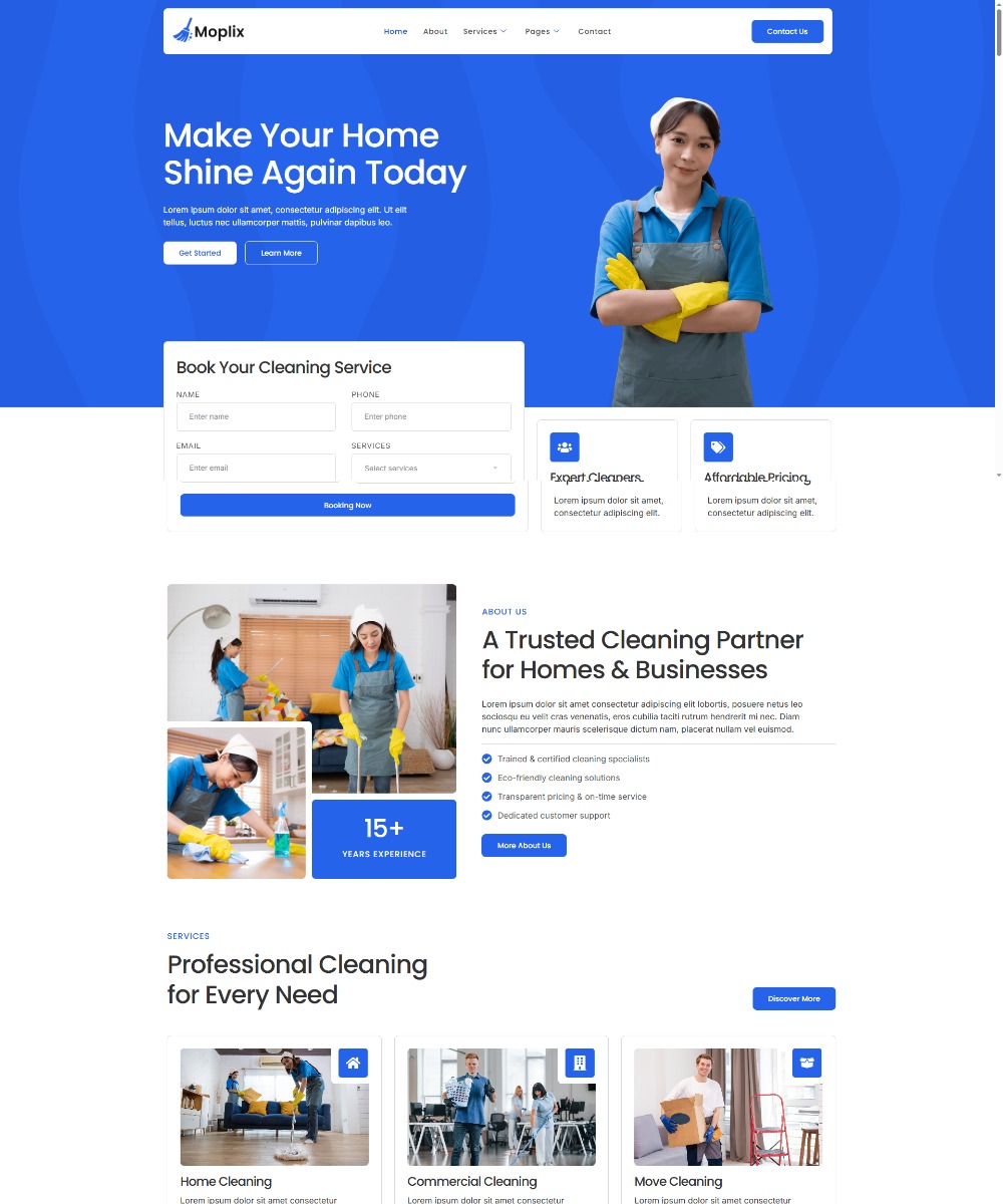 Moplix - Cleaning Services Elementor Template