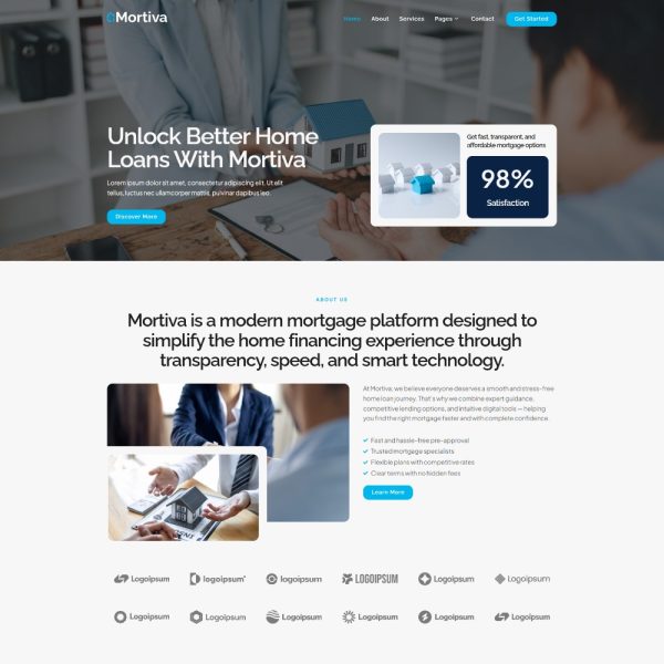 Mortiva - Home Loan & Mortgage Elementor Template