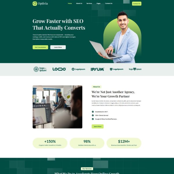 Optivia - SEO & Digital Agency Elementor Template