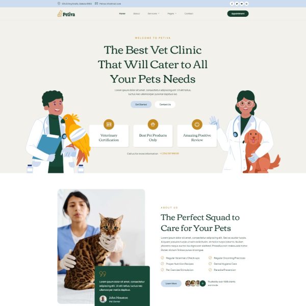 Petiva - Pet Care & Veterinary Elementor Template