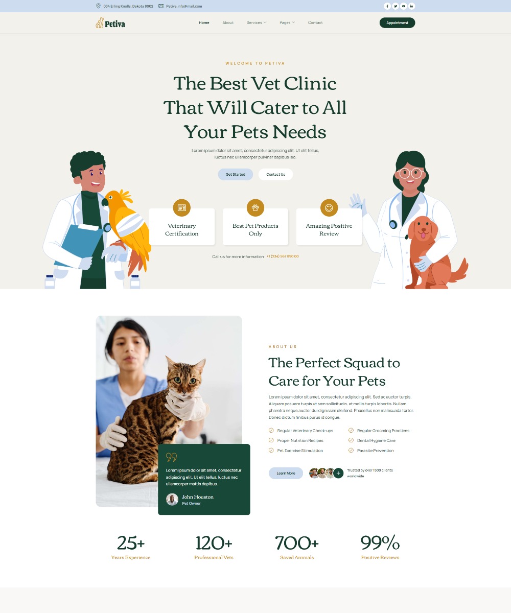 Petiva - Pet Care & Veterinary Elementor Template