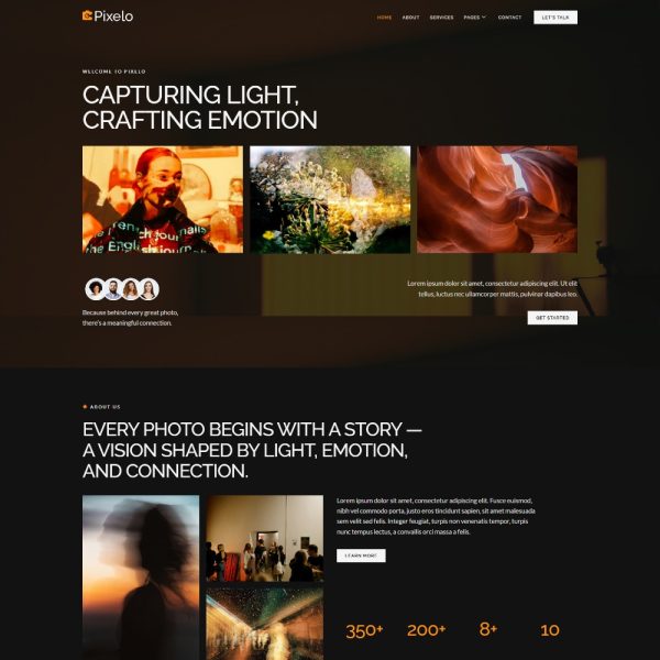 Pixelo - Photography Portfolio Elementor Template