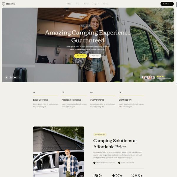 Rentiva - Campervan & RV Rental Elementor Template
