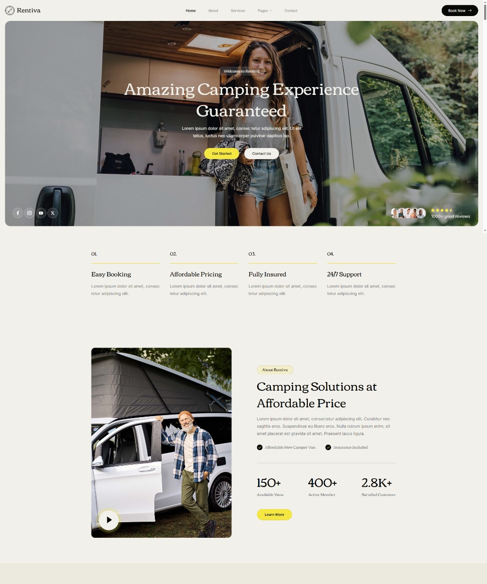 Rentiva - Campervan & RV Rental Elementor Template