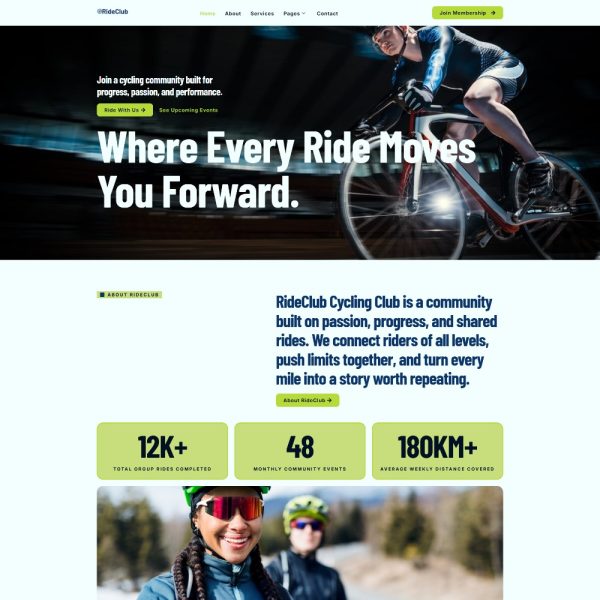 RideClub - Cycling Club Elementor Template