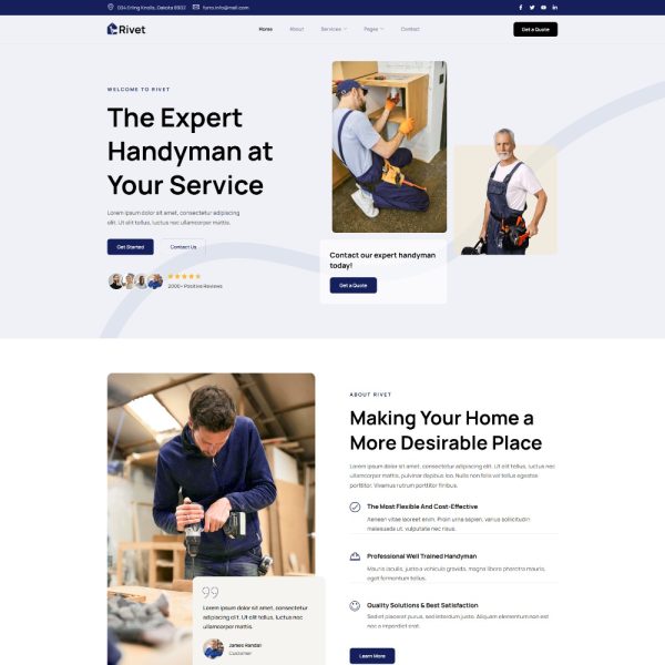 Rivet - Handyman & Repair Service Elementor Template