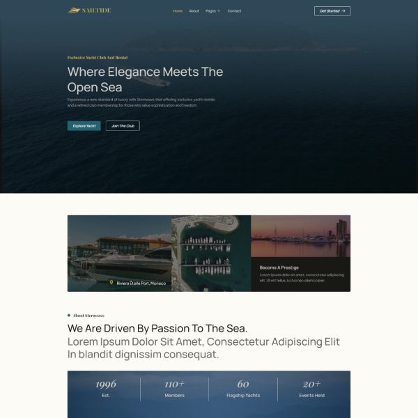 Sailtide - Yacht Club and Boat Rental Elementor Template