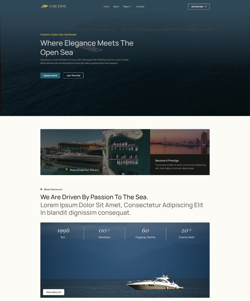 Sailtide - Yacht Club and Boat Rental Elementor Template