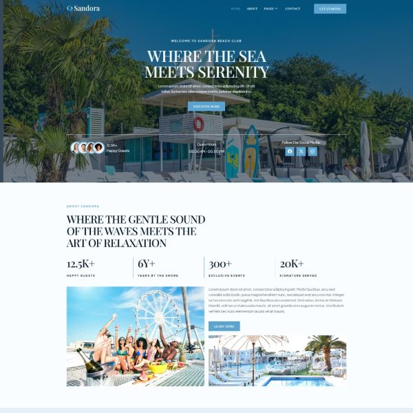 Sandora - Beach Club & Lounge Bar Elementor Template