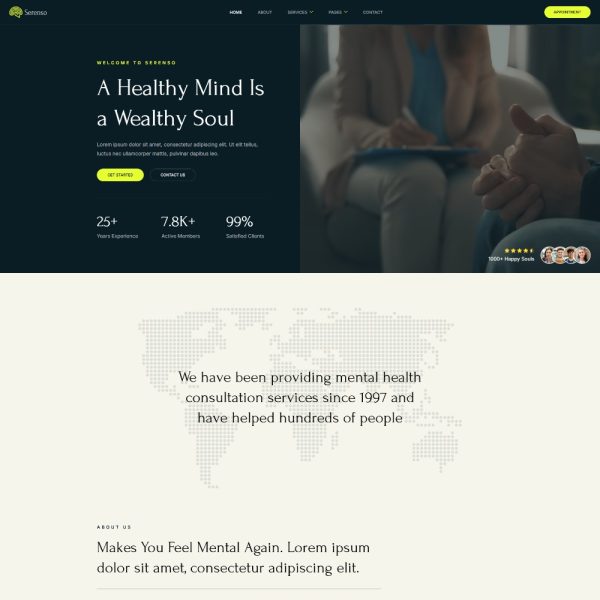 Serenso - Mental Health & Therapy Elementor Template
