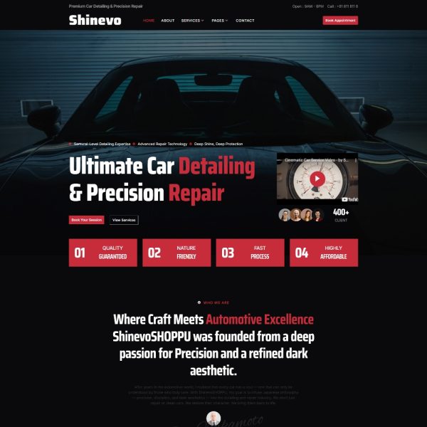 Shinevo - Car Detailing Service & Car Repair Elementor Template