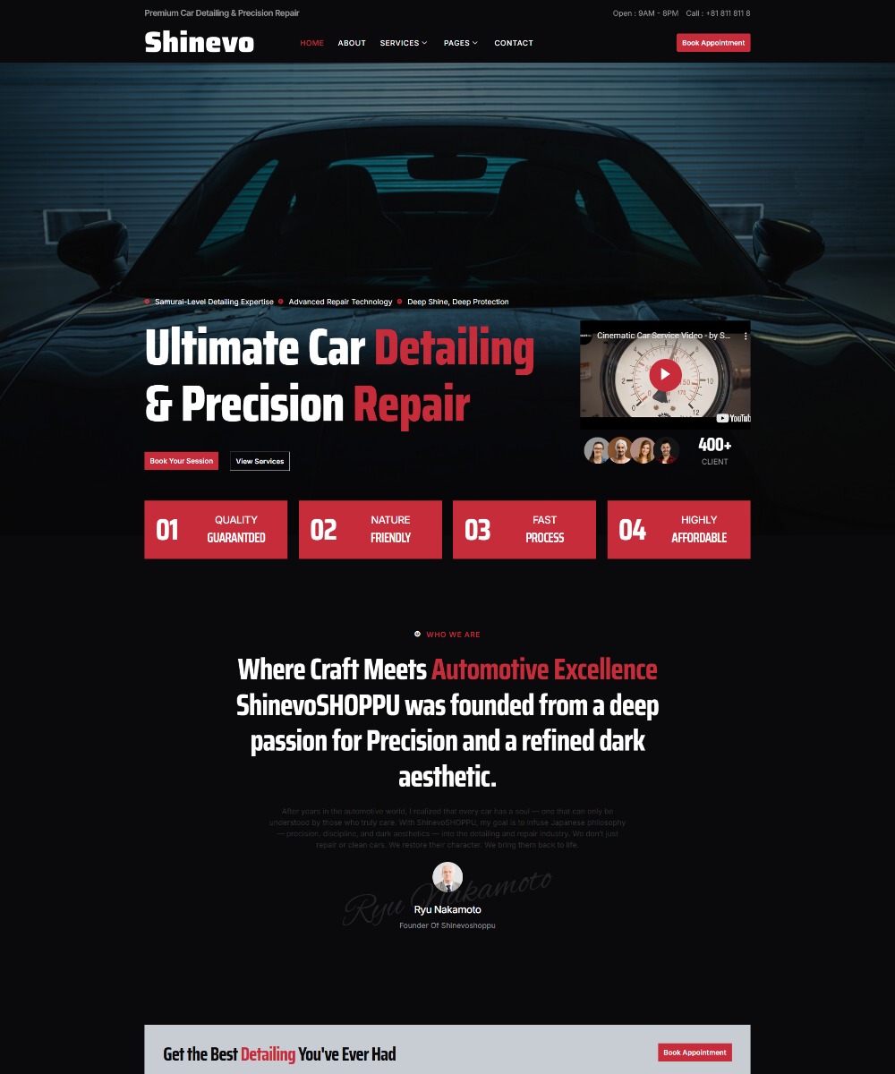 Shinevo - Car Detailing Service & Car Repair Elementor Template