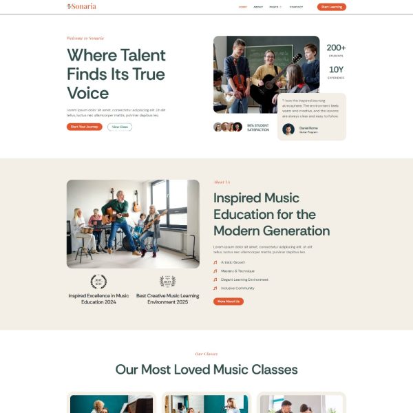 Sonaria - Music School Elementor Template