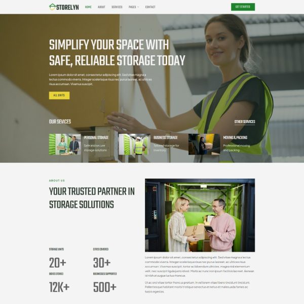 Storelyn - Storage Services Company Elementor Template