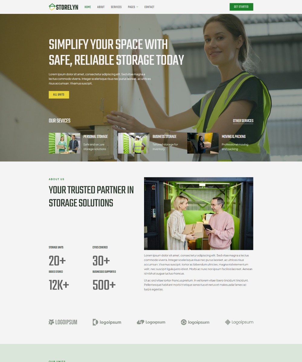 Storelyn - Storage Services Company Elementor Template