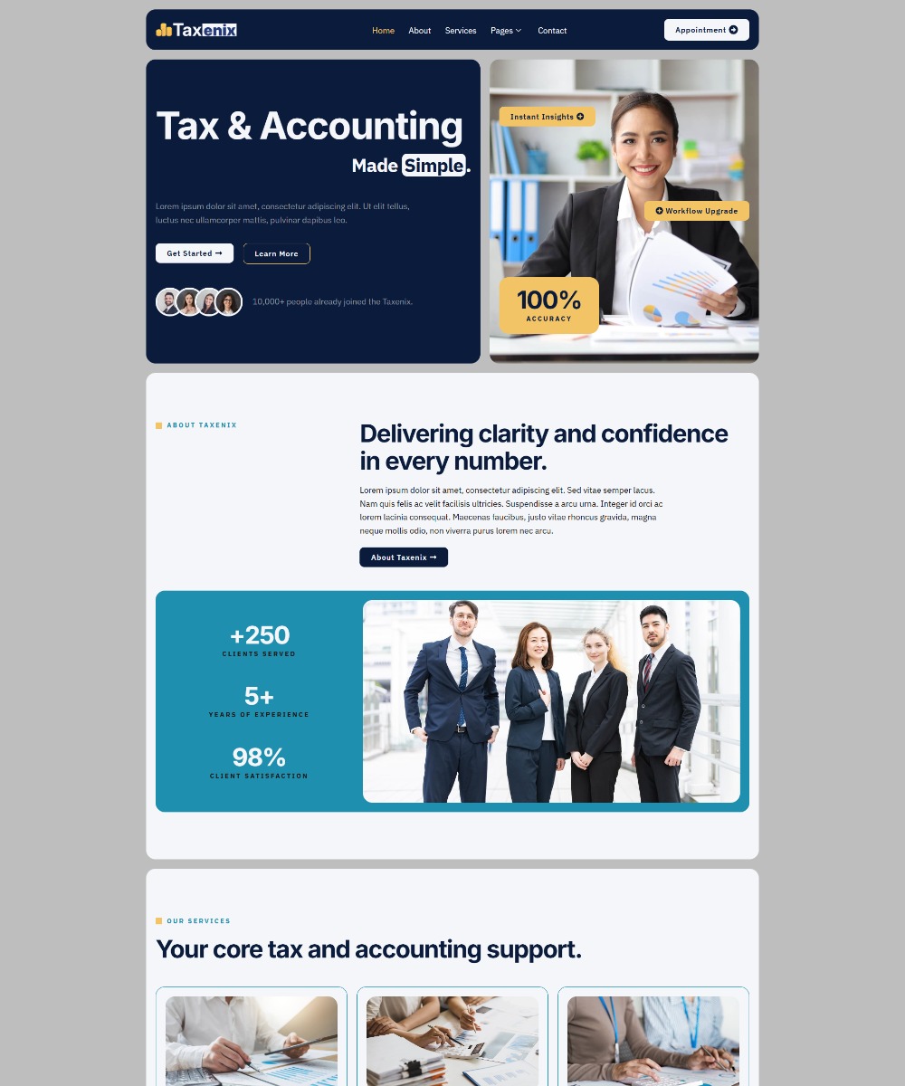 Taxenix - Accounting & Tax Services Elementor Template