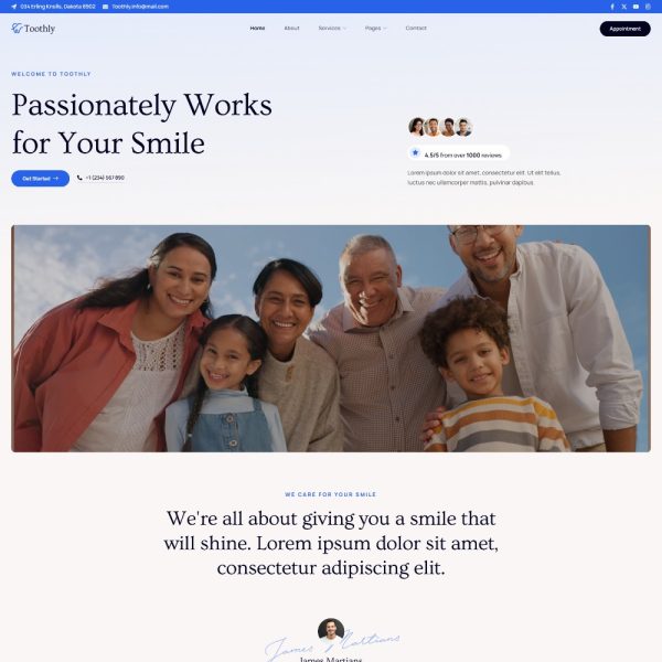 Toothly - Dentist & Dental Care Elementor Template