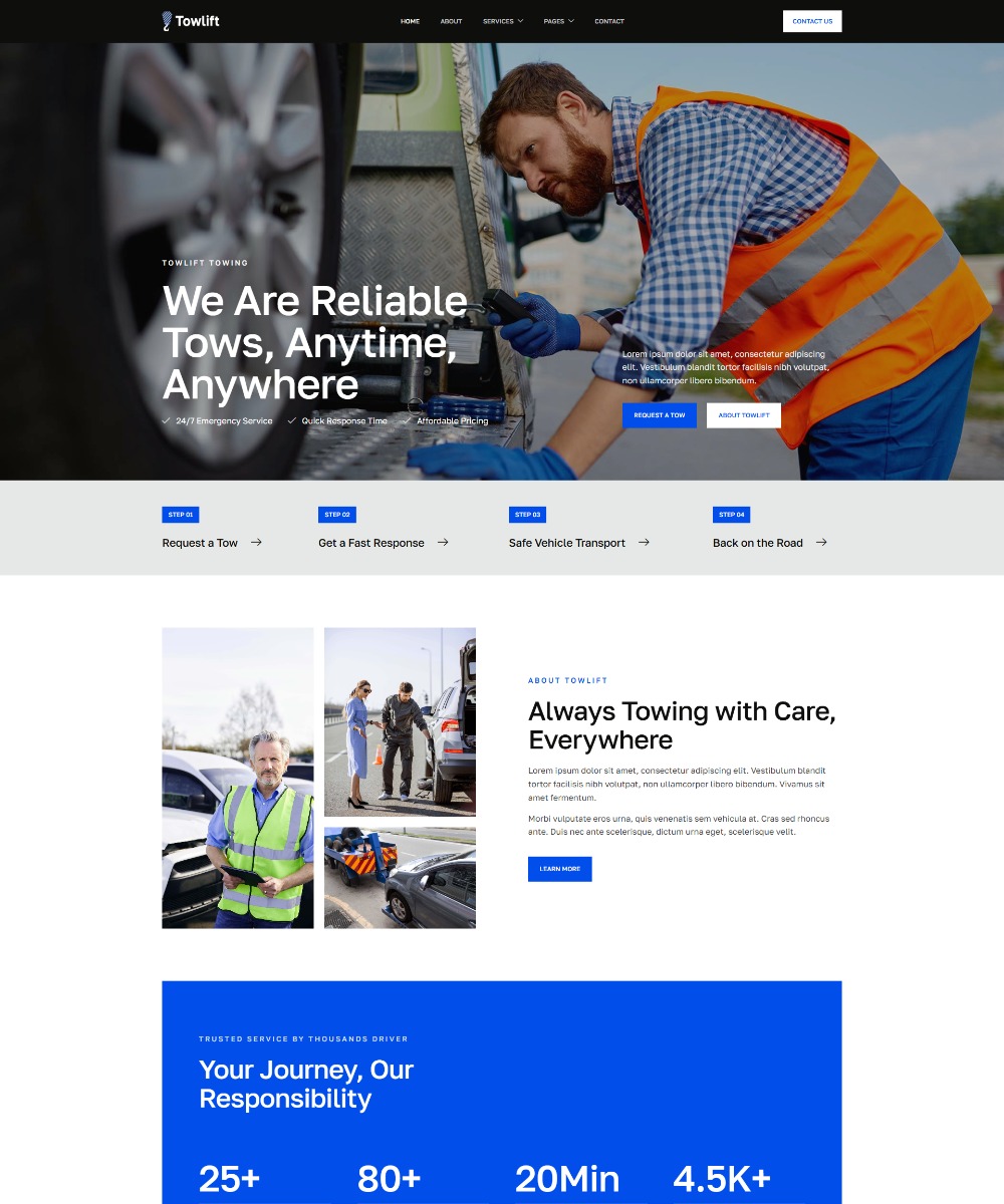 Towlift - Emergency Towing Service Elementor Template