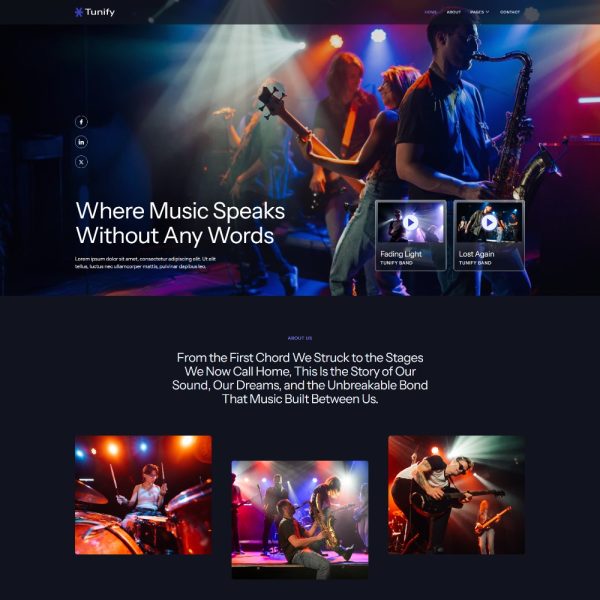 Tunify - Music Band & Musician Elementor Template