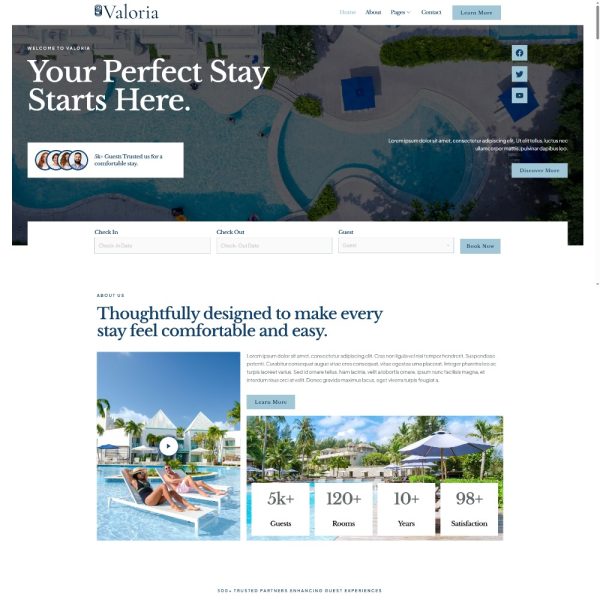 Valoria - Hotel & Resort Elementor Template