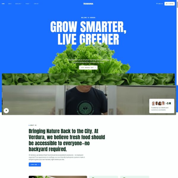 Verdura - Urban Farming & Hydroponics Elementor Template
